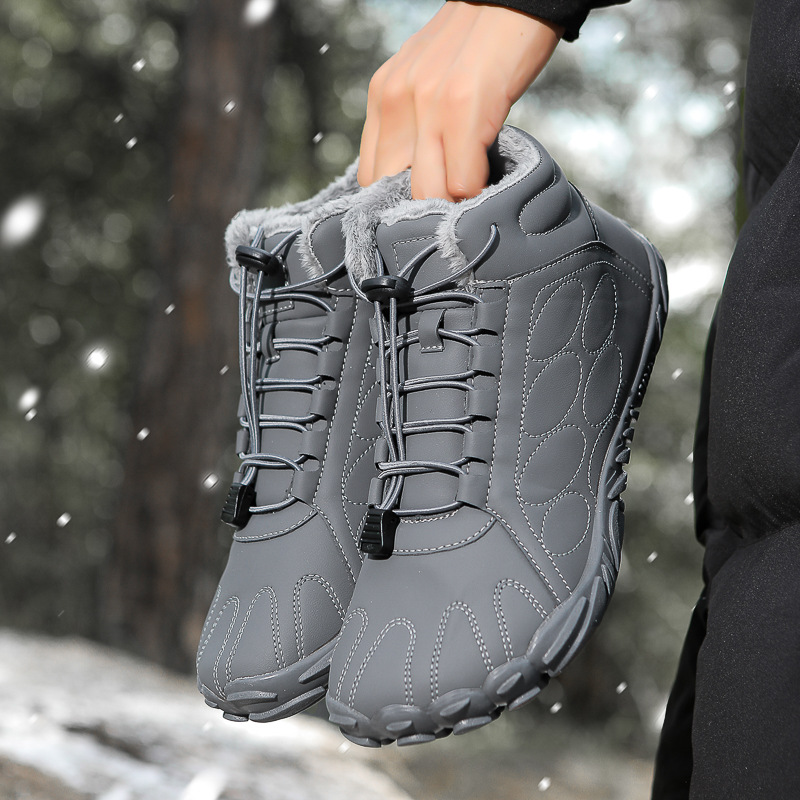 New Thickened Snow Boots Women's Winter Plus Velvet Thickened Waterproof Non-Slip Warm Plaid Outdoor Mountaineering Cotton Shoes