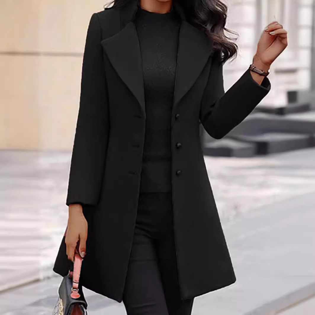 Picture of Cross-border Winter New Women's Coat Korean Slim-fit Mid-length Amazon European and American Women's Cross-border Woolen Coat