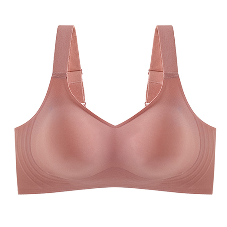 Picture of Latex 3D Jelly Soft Support Push-up Underwear Women's Traceless One-piece Non-steel Ring Adjustable Sports Thin Bra