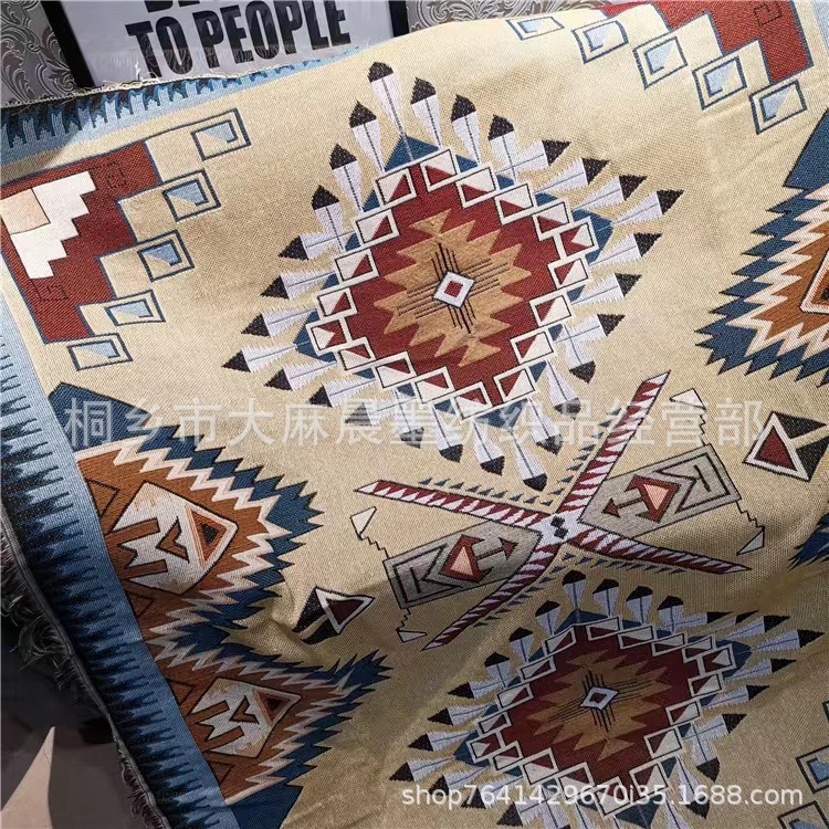 Picture of Shuangling Bohemian Ethnic Style Sofa Blanket Indian Blanket Vintage Decorative Blanket Leisure Blanket