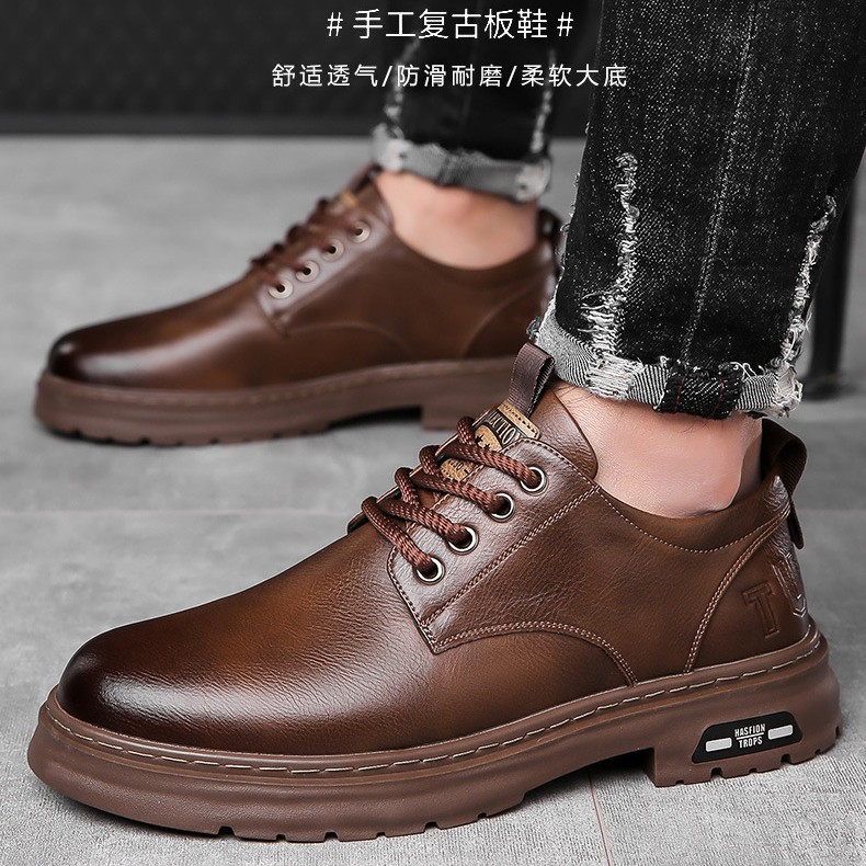 Boots Men's 2025 Cross-Border New Black Shoes British Style Men's Casual Shoes Versatile High-Top Mid-Top Trendy Boots