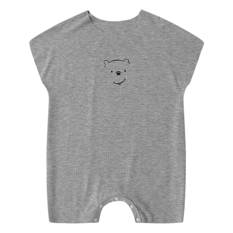 Xiaomeng Bear Summer Thin Short-sleeved Baby Jumpsuit Class A Cotton Baby's Hatshirt Climbing Suit Shotted Newborn Clothes
