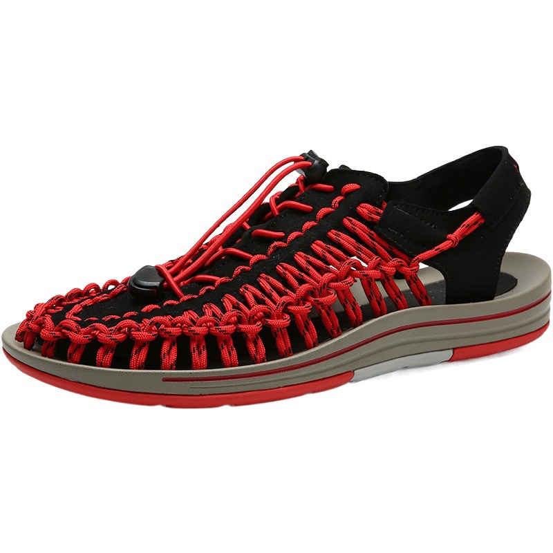 2023 New Casual Men's Shoes Spring and Summer Woven Sandals Fashion Trend Beach Shoes Toe Slip-on Lazy Shoes