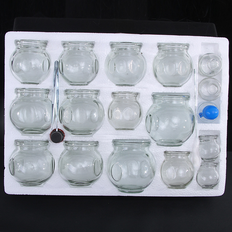 Factory wholesale household explosion-proof thickened glass cupping vacuum cupping device gift suit 16 pieces