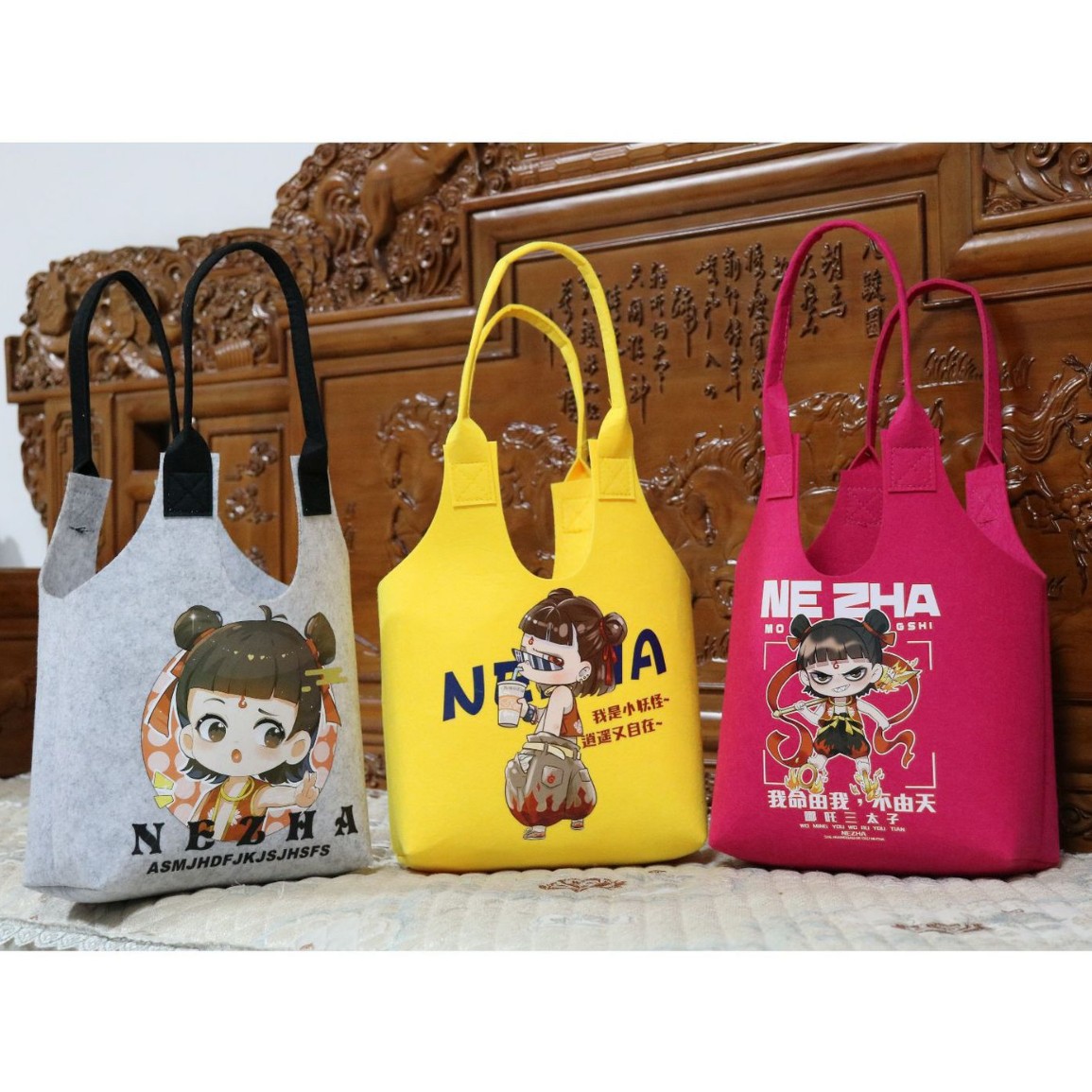 in stock Nezha 2 magic child sea wholesale felt bag holiday gift activities felt tote bag felt handbag