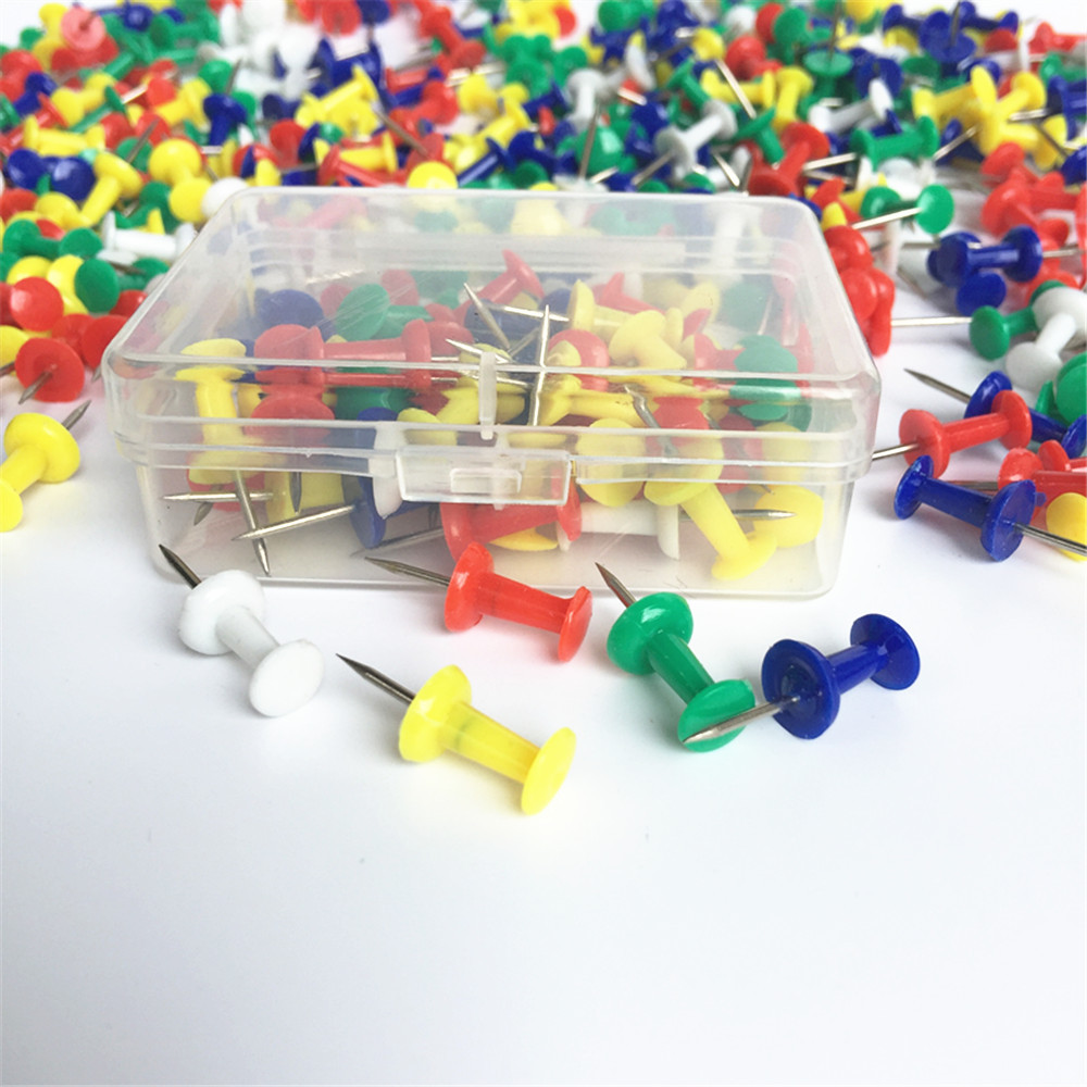 Plastic pushpin office stationery transparent boxed color I-shaped nail Cork nail painting tack 50 pieces
