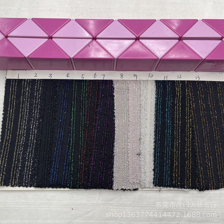Spot supply of knitted gold and silver thread bright silk cloth 180g vertical rib pit bar gold and silver thread bright silk pull frame fabric