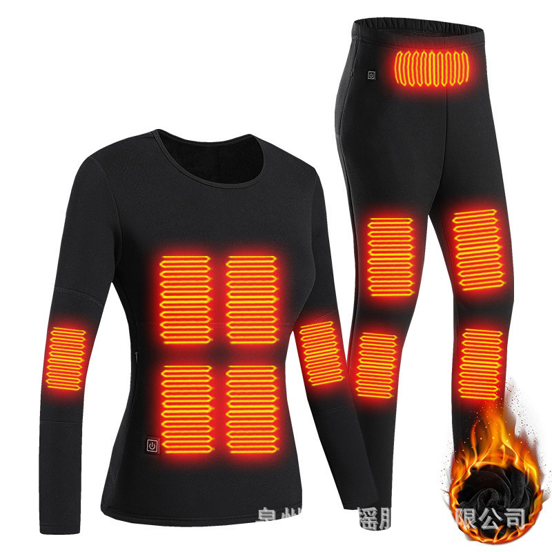 Picture of Hot smart zone 22 heating thermal underwear men's autumn clothes long pants USB charging solid color thickened cold-proof suit women