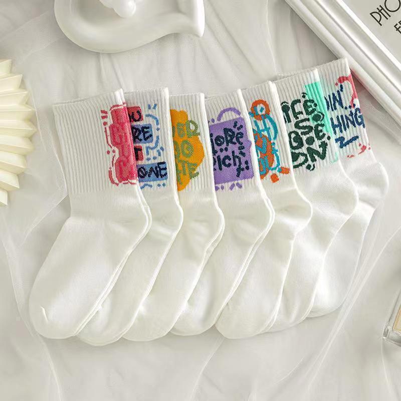 Picture of Socks Women's Stockings Ins Trendy High Color Value Fried Street Autumn All-match Student Sports High Color Value White Long Socks