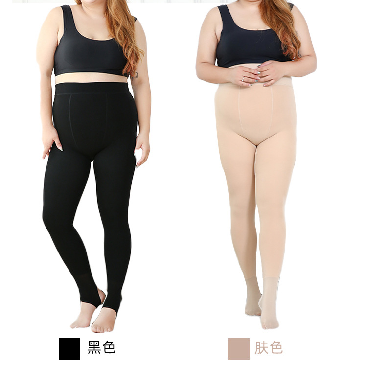 Picture of Autumn and Winter 100kg Large Size Thin Velvet Leggings Nylon Dragon Claw All-In-One Pants Plus Fat and Enlarged Coke Pants