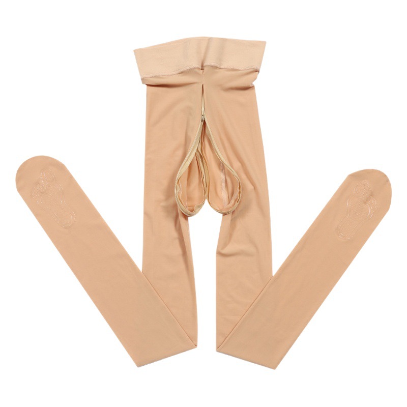 Invisible Zipper Open Crotch Steel Pantyhose Women's Spring and Autumn Mid-thickness Outdoor Fun Crotch-free Zipper Anti-hook Silk Pantyhose