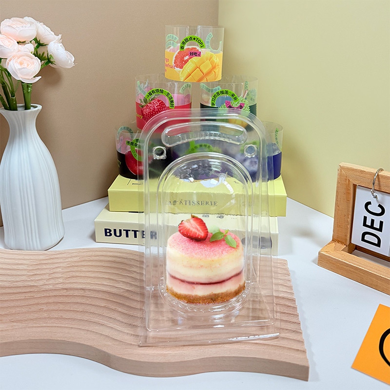 New round 2 inch 3 inch cake box portable pastry packing box tiramisu cake baking blister packaging