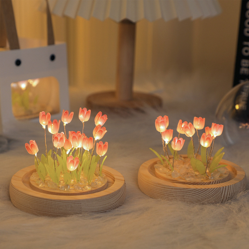 Picture of Tulip Night Light Handmade DIY Material Kit Creative Desktop Atmosphere Lamp Ornament Gift for Girls Mid-Autumn Festival Gift