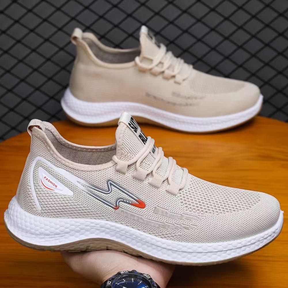 Shoes Men's 2025 New Korean Flying Weave Breathable Sneakers Lace-up Soft Sole Mesh Casual Versatile Men's Shoes Wholesale