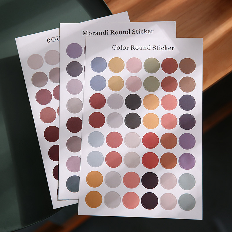 Morandi Round Sticker ins Hand Account Photo Polka Dot Label Salt Style Hand Account Decoration Photo Card Wall Sticker