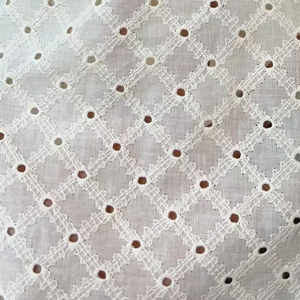 Picture of Lace fabric summer cotton skirt clothing DIY women's water soluble cotton embroidered cotton hollow embroidery fabric