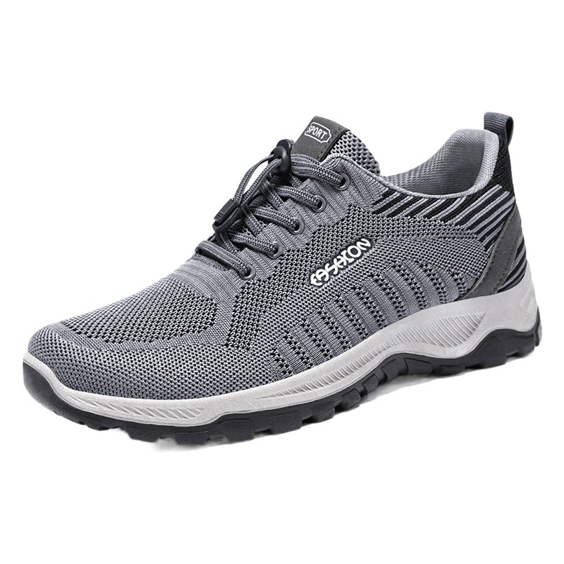 Walking Shoes Men's Soft-Soled Fly-Knit Sports Shoes 2025 Summer New Flats Comfortable Korean Style Breathable Casual Mesh Shoes