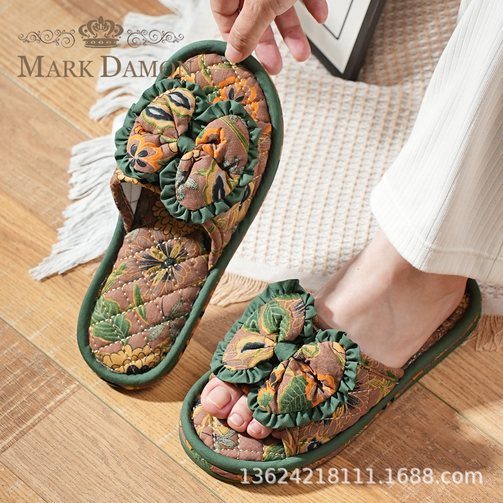 New Home Fabric Slippers Machine Washable Home Indoor Silent Wooden Floor Three-Layer Cloth Bottom Slippers for Couples All Seasons