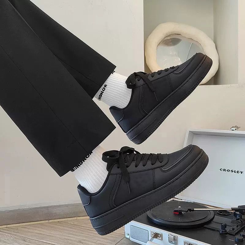 Men's Shoes Autumn 2024 Work All-match High Street American Sneakers Men's Sports Casual Black Kitchen Non-slip Trendy Shoes
