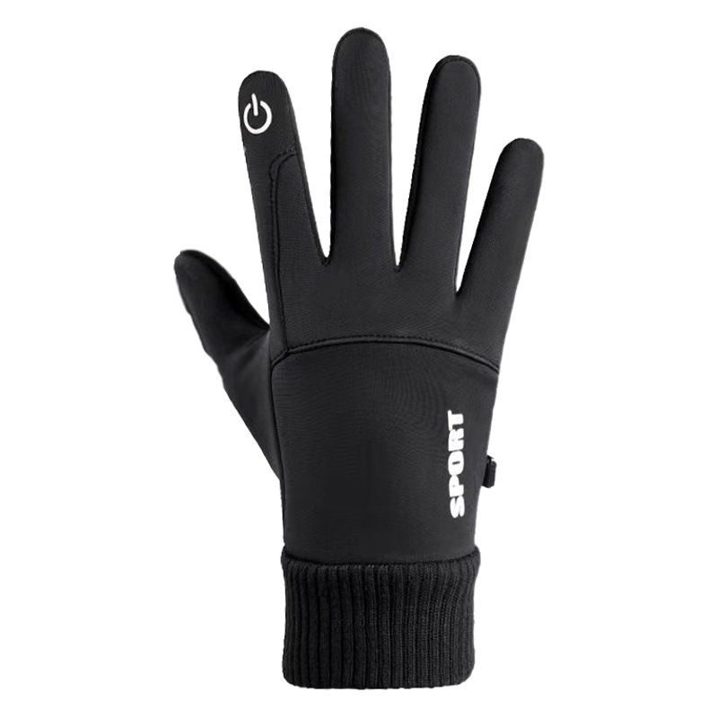 Winter Warm Gloves Touch Screen Men Plus Velvet Thickened Waterproof Non-Slip Outdoor Motorcycle Riding High Density Polyester