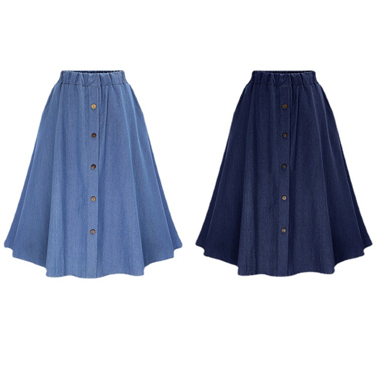 Picture of 2025 European and American Export Cross-Border Ebay Amazon Women's Denim Loose Skirt Summer A-Line Button Elastic Skirt