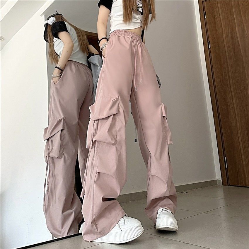 Overalls Pants Women's Spring and Summer New Design Sense Niche Loose Flesh Covering Slimming High Street Multi-Pocket Straight Leg Wide Leg Pants
