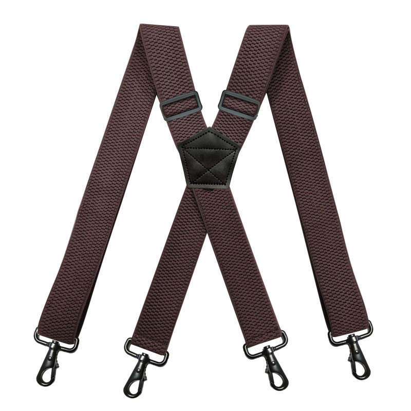 Picture of Cross-Border Supply Adult Men's 4-Clip Suspenders 3.8cm X-Type Corn Pattern Elastic Suspenders Black Hook Buckle in Stock