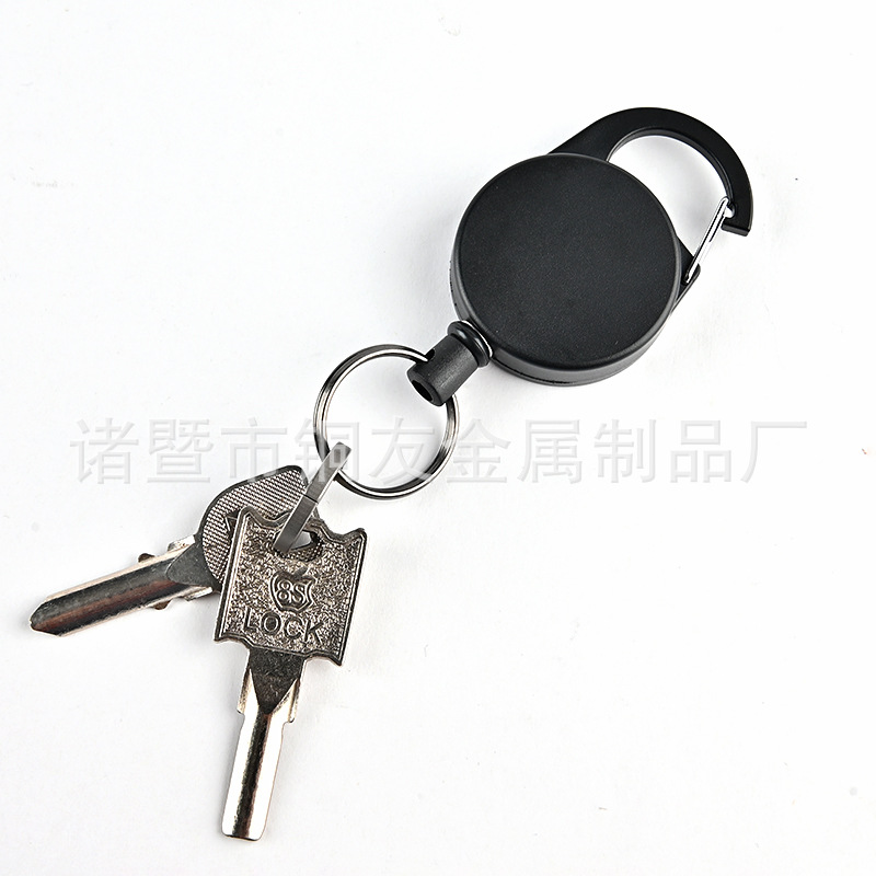 Picture of Anti-lost anti-theft keychain plastic easy pull buckle 1MM thick stainless steel wire high rebound retractable wire rope metal buckle