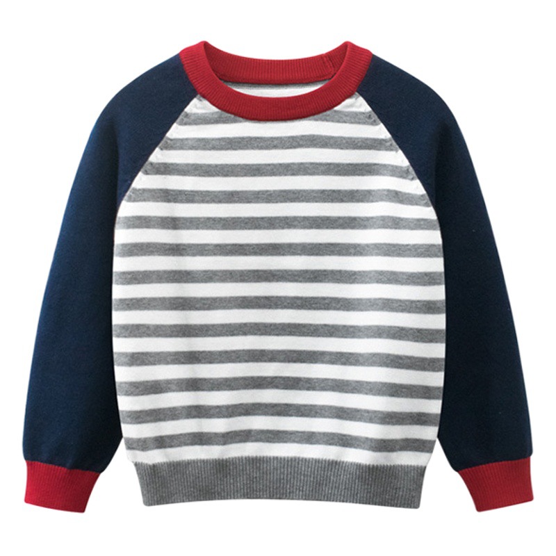 Korean Style Kidsren's Clothing Kidsren's Knitwears Wholesale 2024 Spring Boys' Knitted Knitwears Stripesd Pullover Bottoming One Piece Consignment