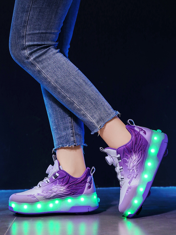 Factory wholesale cross-border new roller skates small four-wheel sports pulley heloo shoes boys with lights luminous shoes flight