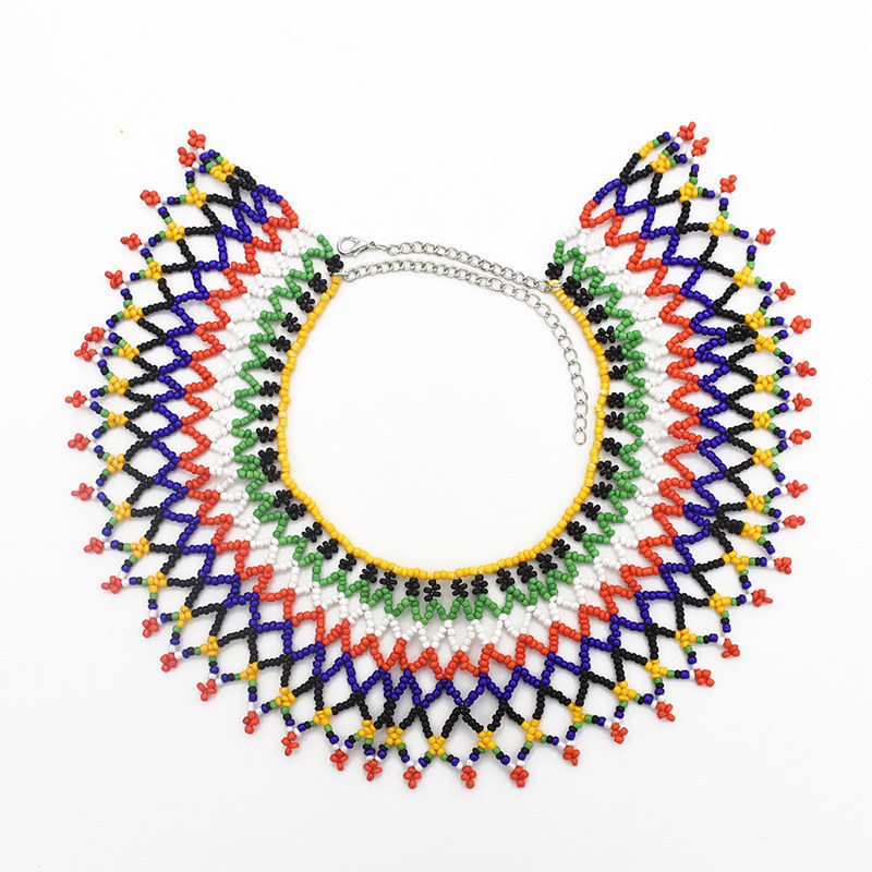 New European and American fashion wish cross-border jewelry wholesale personality trend exaggerated color rice beads necklace for women