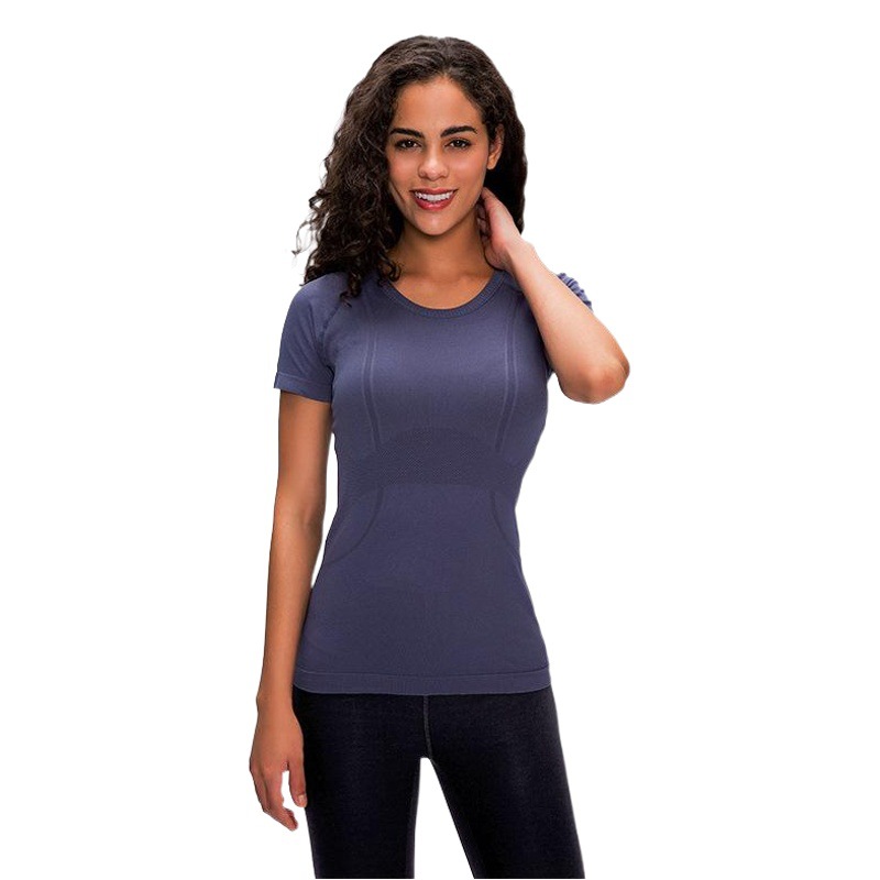 Spring and Summer New Women's Short-Sleeved Round Neck Sports T-Shirt Running Fitness Top Slim Breathable Yoga Short-Sleeved S2067
