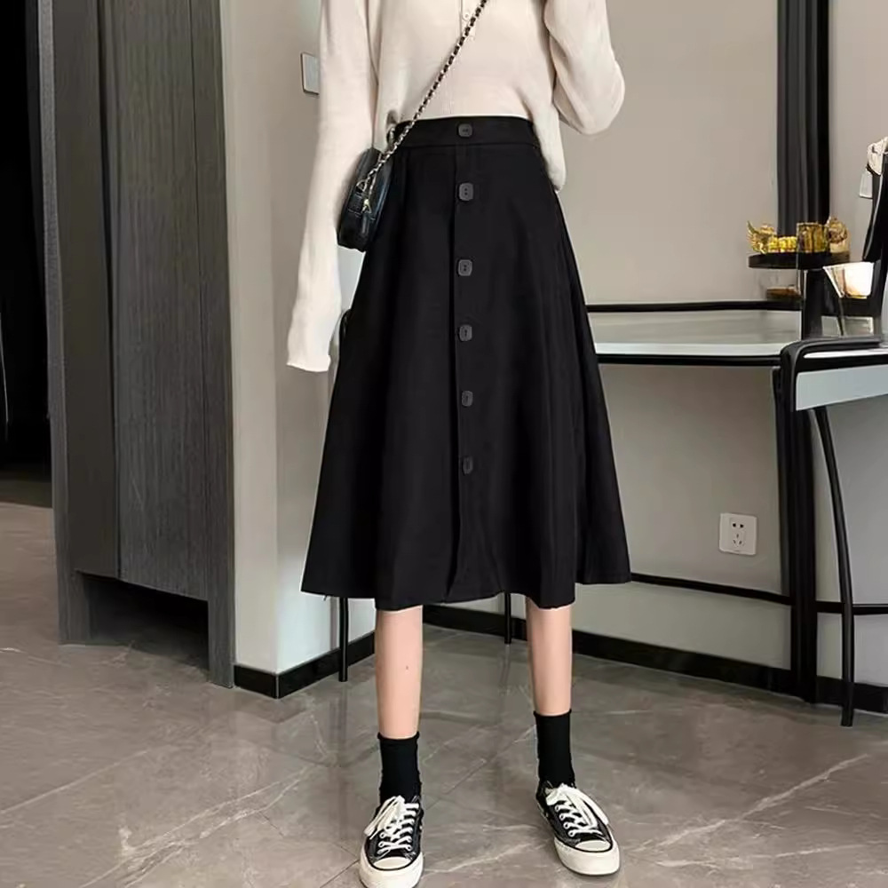 plus size Mid-length Skirt High Waist Slimming All-match Umbrella Skirt Korean Style Hip Covering A- line Skirt 2024 Spring and Autumn Large Skirt