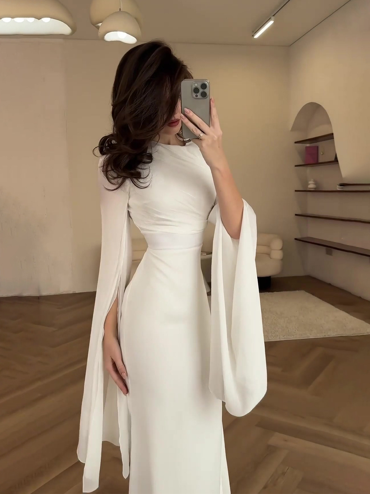 Amazon Europe and America Cross-border 2024 Summer Stitching Glass Yarn Large Swing Sleeve Long Satin Slim Fit dress