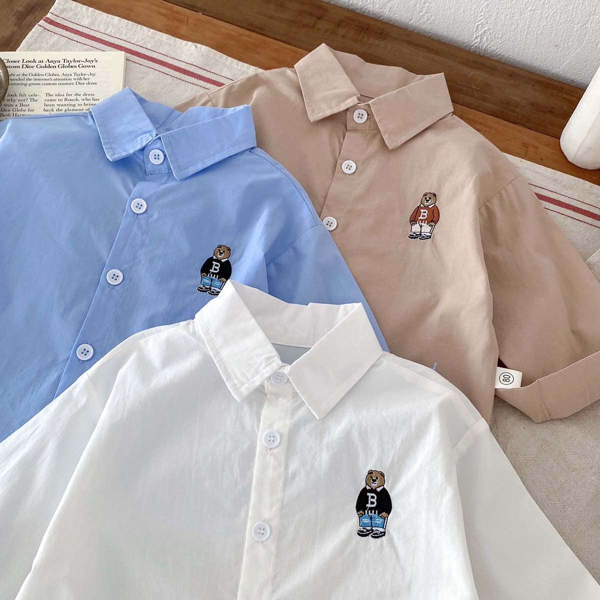 Picture of Boys' Spring Clothes Solid Color Shirt 2025 New Baby's Spring Cartoon Long-sleeved Shirt Outgoing Stylike Clothes All-match Trendy