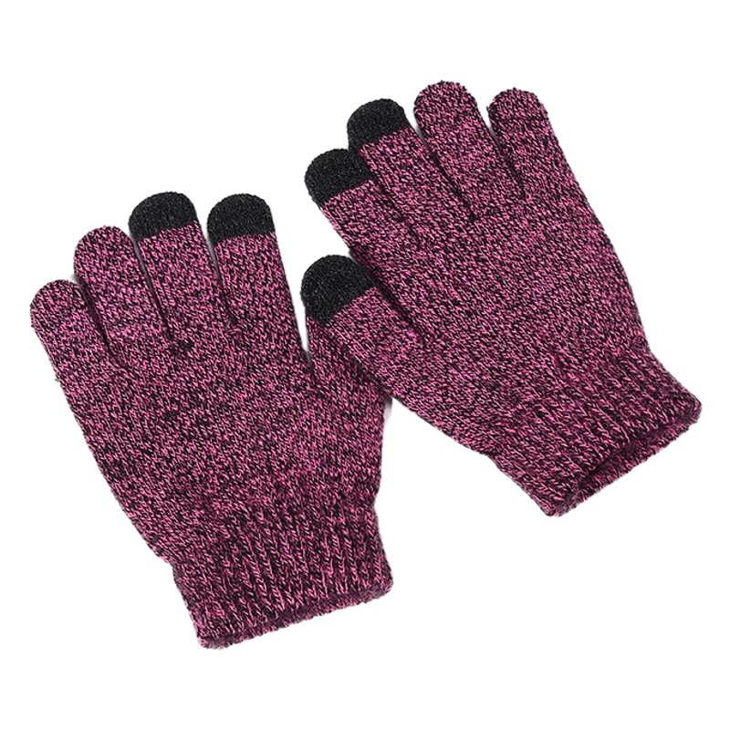 Children's Touch Screen Gloves Non-Slip Velvet Thickened Gloves Winter Outdoor Warm Parent-Child Woolen Knitted Gloves Wholesale