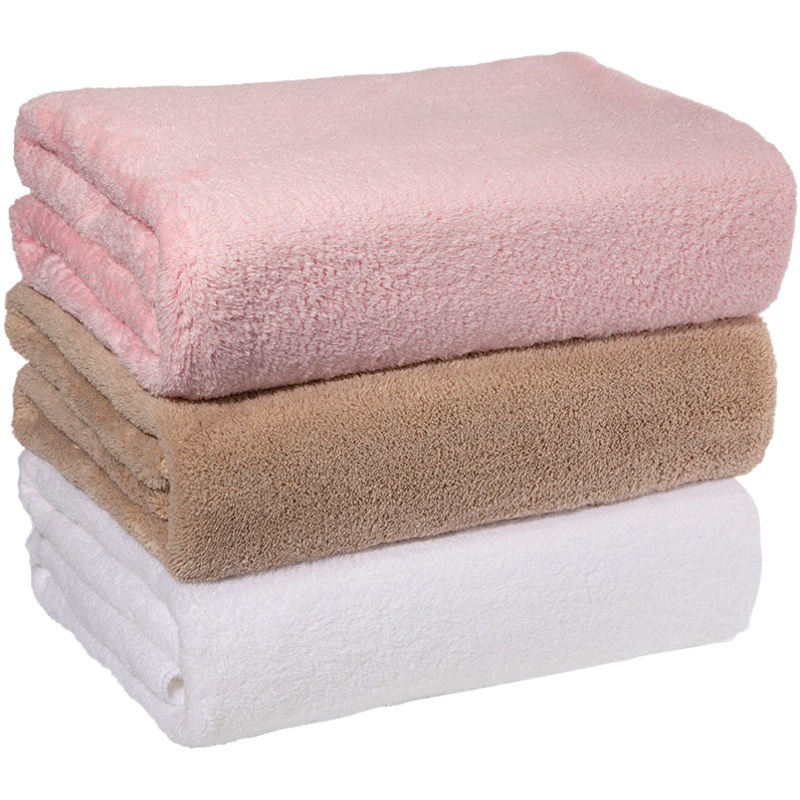Coral Fleece Bath Towel Multicolor Thick Strong Absorbent Solid Color Household Hotel Bath Beach Towel Wholesale for Men and Women