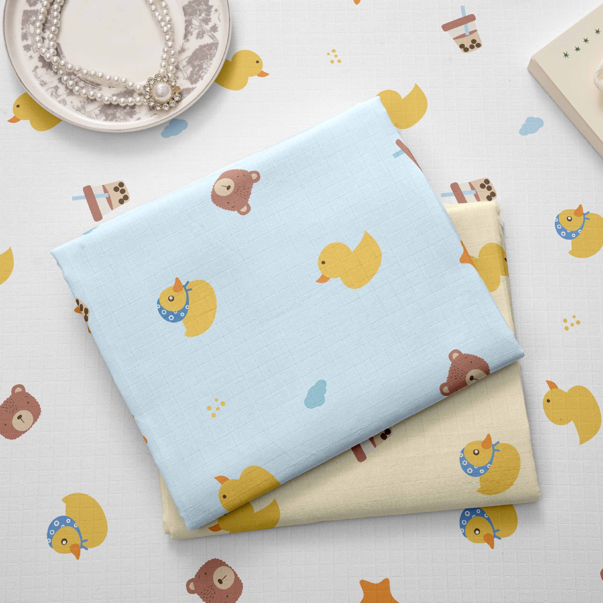 Manufacturer Wholesale Infant and Child Type a Pre-Shrunk 110*90 Non-Fluorescent Plain Weave 40 Count Combed Muslin Double-Layer Cotton Gauze