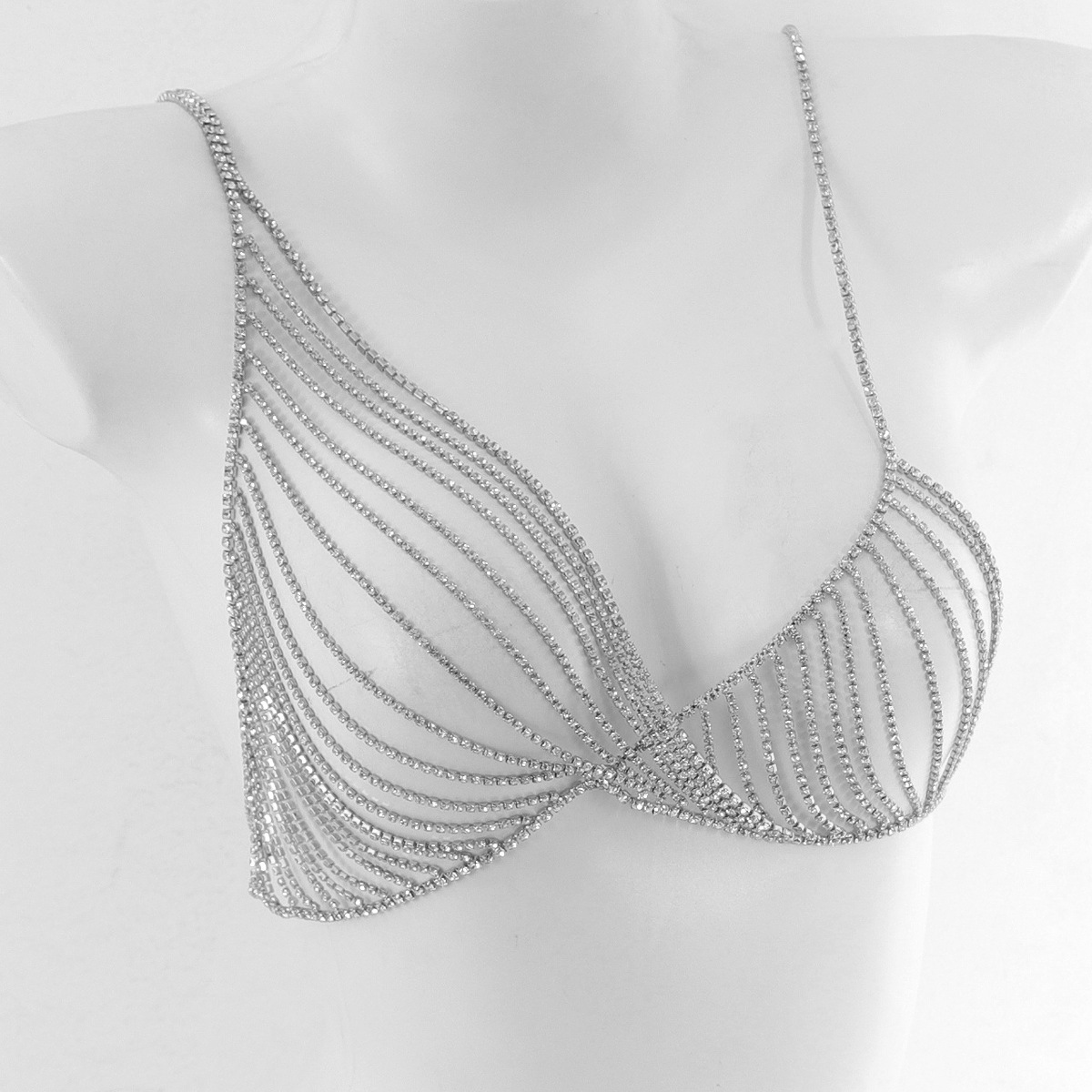 Picture of New luxury full diamond European and American nightclub party women's sexy crystal bikini bra body chain rhinestone chest chain