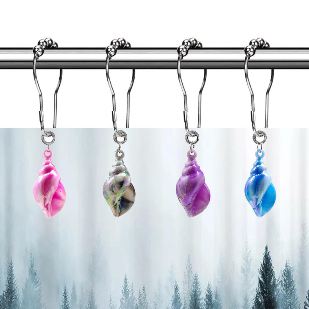 Picture of Cross border hot selling conch shower curtain ring hook marine style decorative shower curtain with ball stainless steel shower curtain hook wholesale