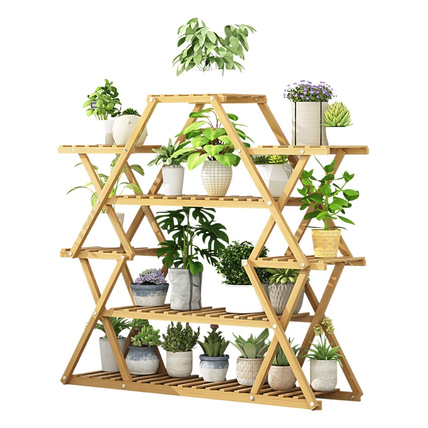 Balcony flower stand floor-standing storage rack household multi-layer indoor outdoor flower pot stand solid wood succulent green flower stand