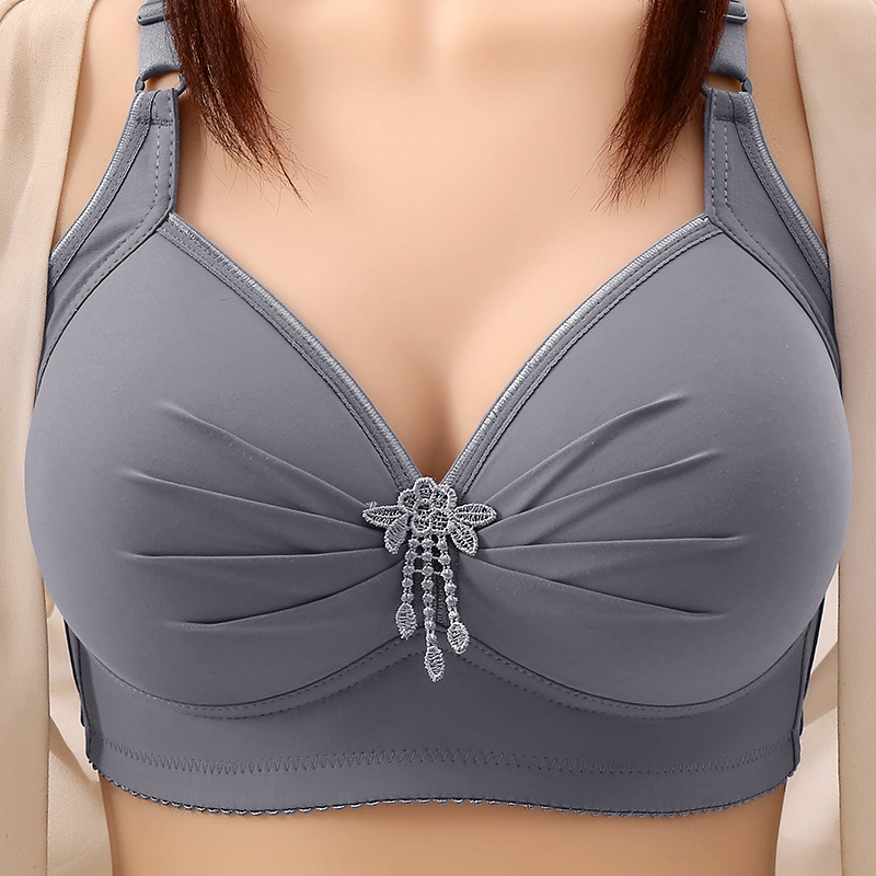 Foreign Trade Cross-border Explosions plus size No Steel Ring Middle-aged and Elderly Women's Underwear Three-breasted Large Cup Comfortable Bra