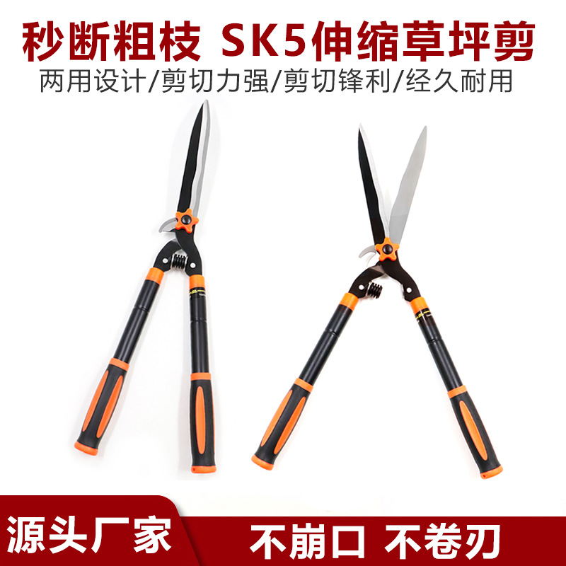 Factory wholesale garden tools dual-purpose lawn scissors hedge scissors telescopic gardening scissors green scissors