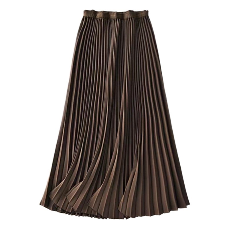 Spring and Autumn Tr Suit-Style Pleated Slimming A-Line Skirt Long Slim-Fit Women's Skirt Commuter Long Skirt Elegant