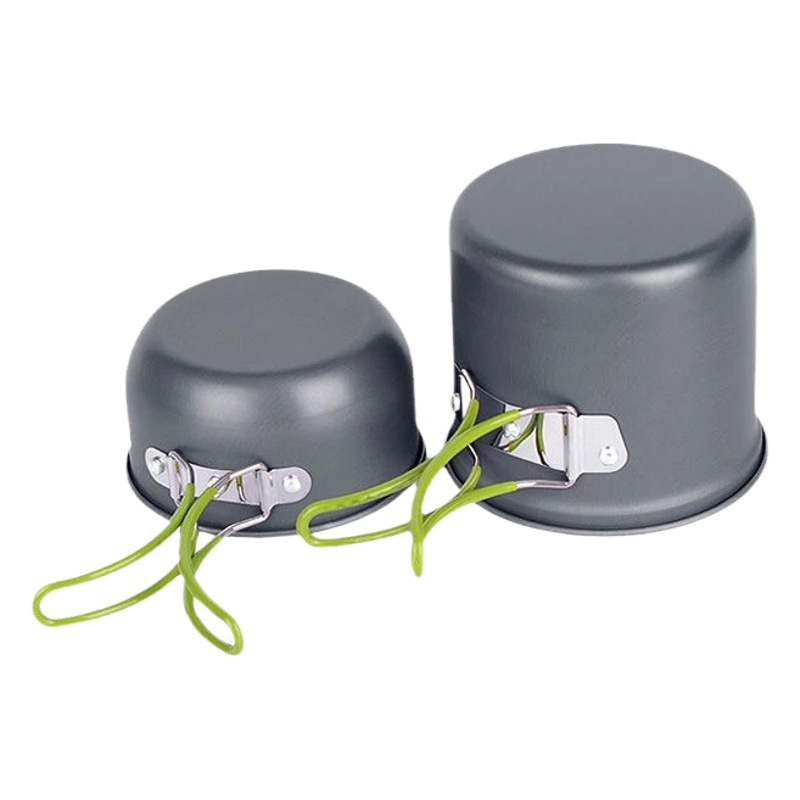 Outdoor Portable Cookware Set for 1-2 People, Scratch-Resistant and High-Temperature Resistant, Single-Person 2-Piece Outdoor Non-Stick Cookware Set