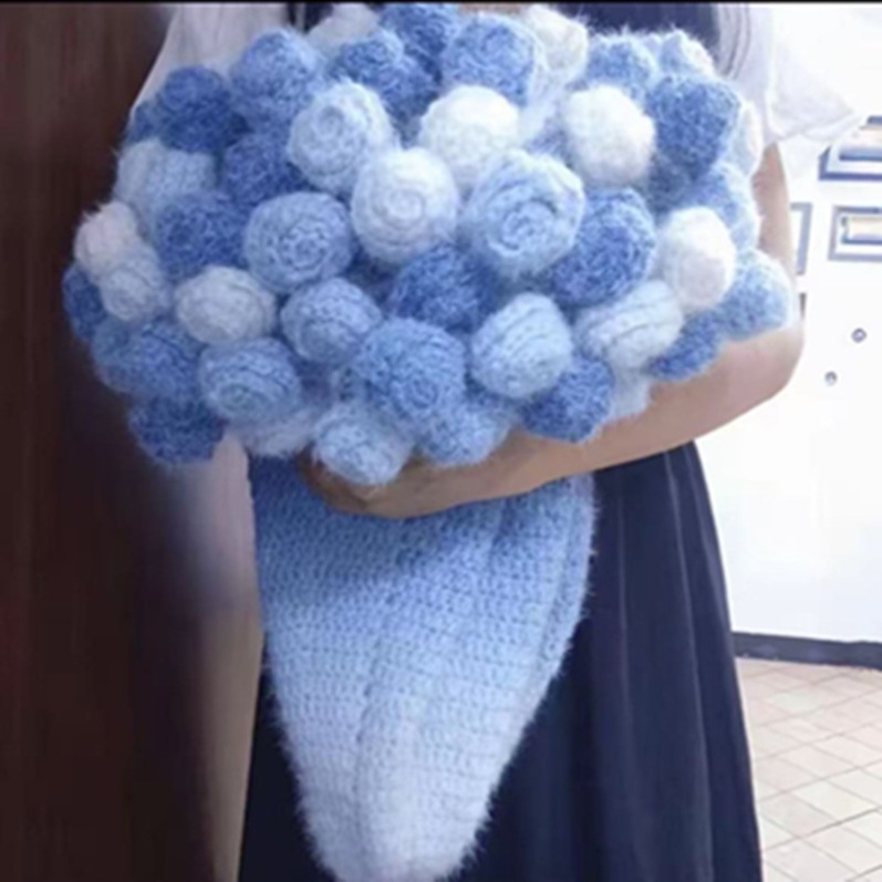 Gradient rose blanket DIY accessories material bag handmade woolen teacher lunch break blanket crochet gift romantic