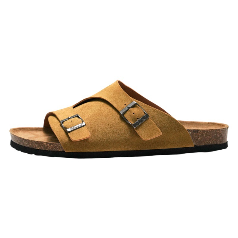 Ruizhi summer New Cork slippers men's couple women's sandals student beach shoes outer leather cross-border water pine
