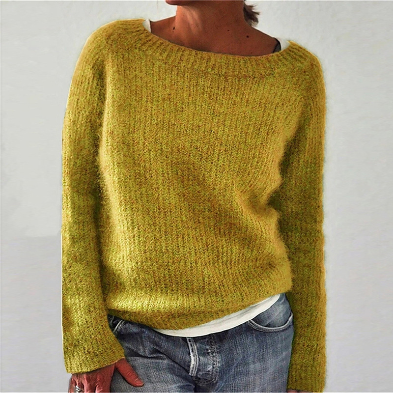 Picture of 2024 Amazon New Sweater Women's Solid Color Quiet Basic Sweater Sweater Round Neck Fashionable and Easiest for Match