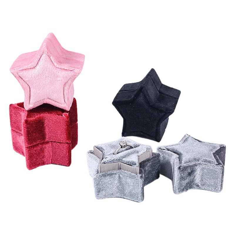 Velvet ring box wedding one star creative jewelry packaging velvet stud earrings ring jewelry box in stock