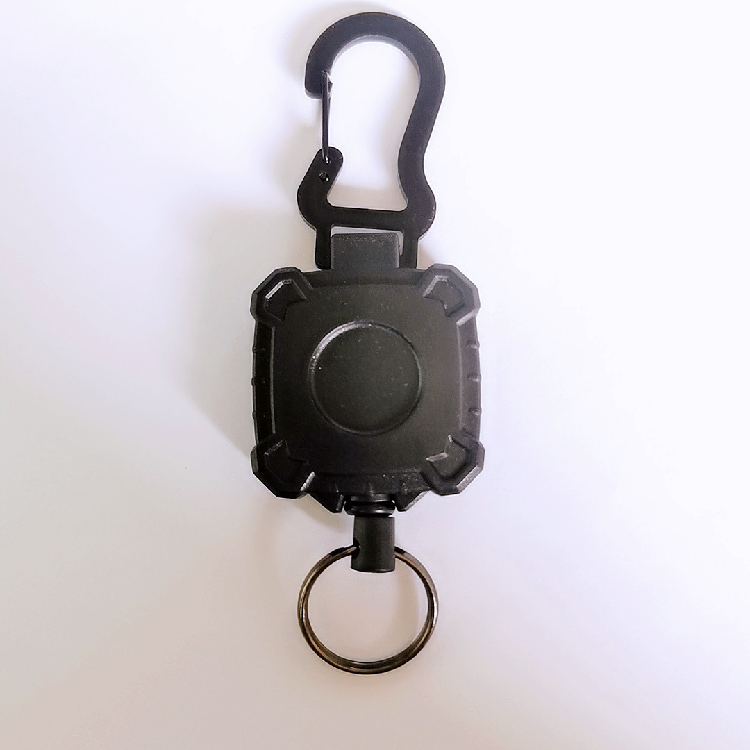 Picture of Cross-border black heavy-duty easy-pull buckle anti-theft steel wire rope retractable mountaineering keychain outdoor ABS square buckle LOOG